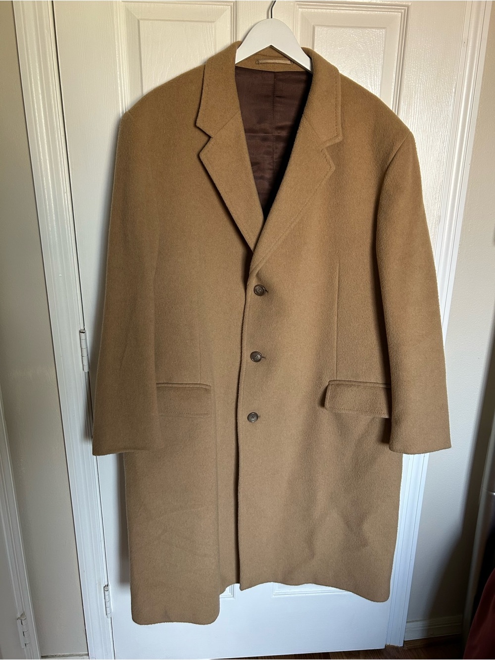 Vintage 80’s Men's Camel Overcoat - Classic Single-Breasted Made in Yugoslavia
